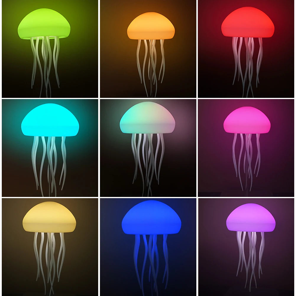 Cartoon Jellyfish Night Light RGB Gradient Cute Jellyfish Bedside Lamp Voice Control Type-C Charging LED Night Lamp