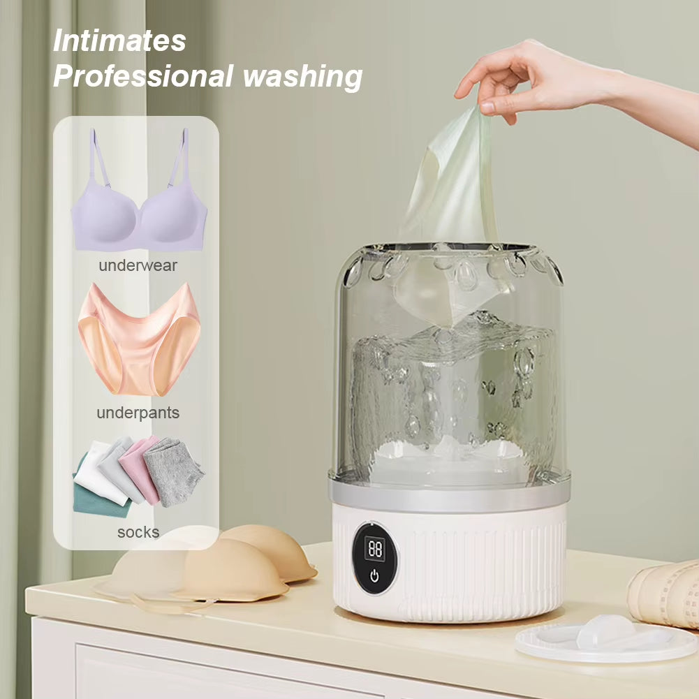 Cordless Small Washing Machine with Laundry Cup Automatic Laundry Cup Portable Washing Machine for Travel Home and Dormitory