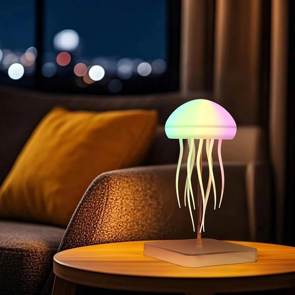 Cartoon Jellyfish Night Light RGB Gradient Cute Jellyfish Bedside Lamp Voice Control Type-C Charging LED Night Lamp