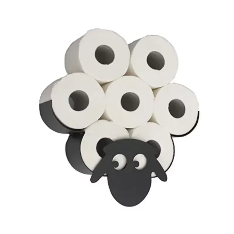 Steel Toilet Paper Holder Bathroom Wall Decoration Moun Kitchen Paper Shelf Storage Sheep Owl Towel Roll Shelf Home Accessories