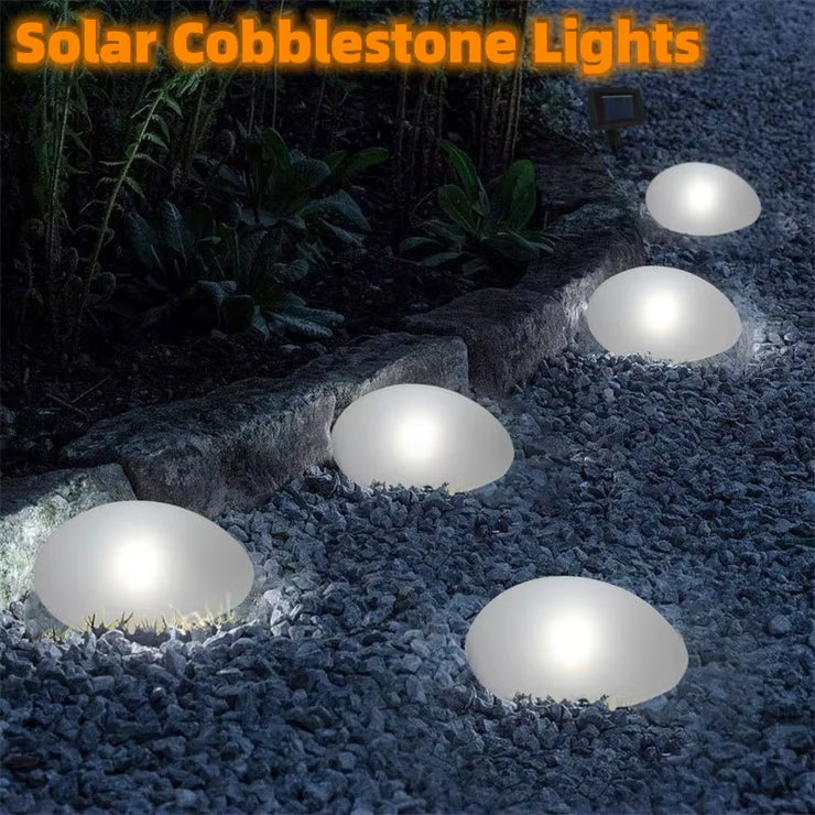 Solar Cobblestone Lights Outdoor IP65 Waterproof Glow Stone Shape Lamp Garden Landscape Night Lights for Lawn Patio Path Decor