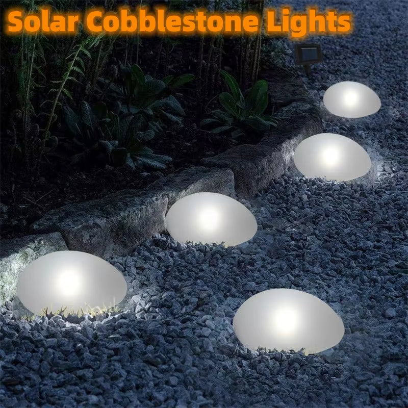 Solar Cobblestone Lights Outdoor IP65 Waterproof Glow Stone Shape Lamp Garden Landscape Night Lights for Lawn Patio Path Decor