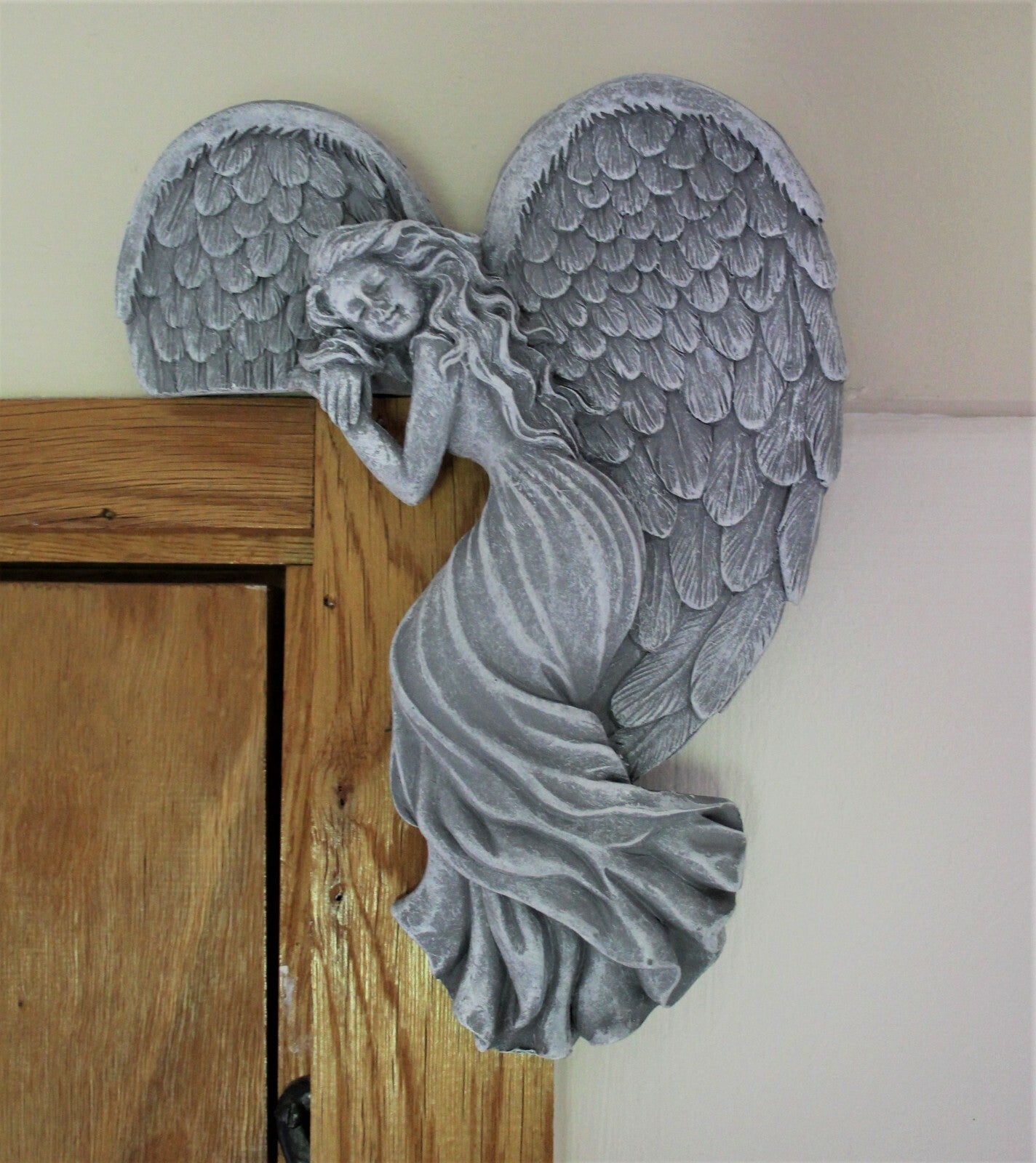 Door Frame Angel Wings Wall Sculpture Ornament Garden Home Decor Secret Fairy