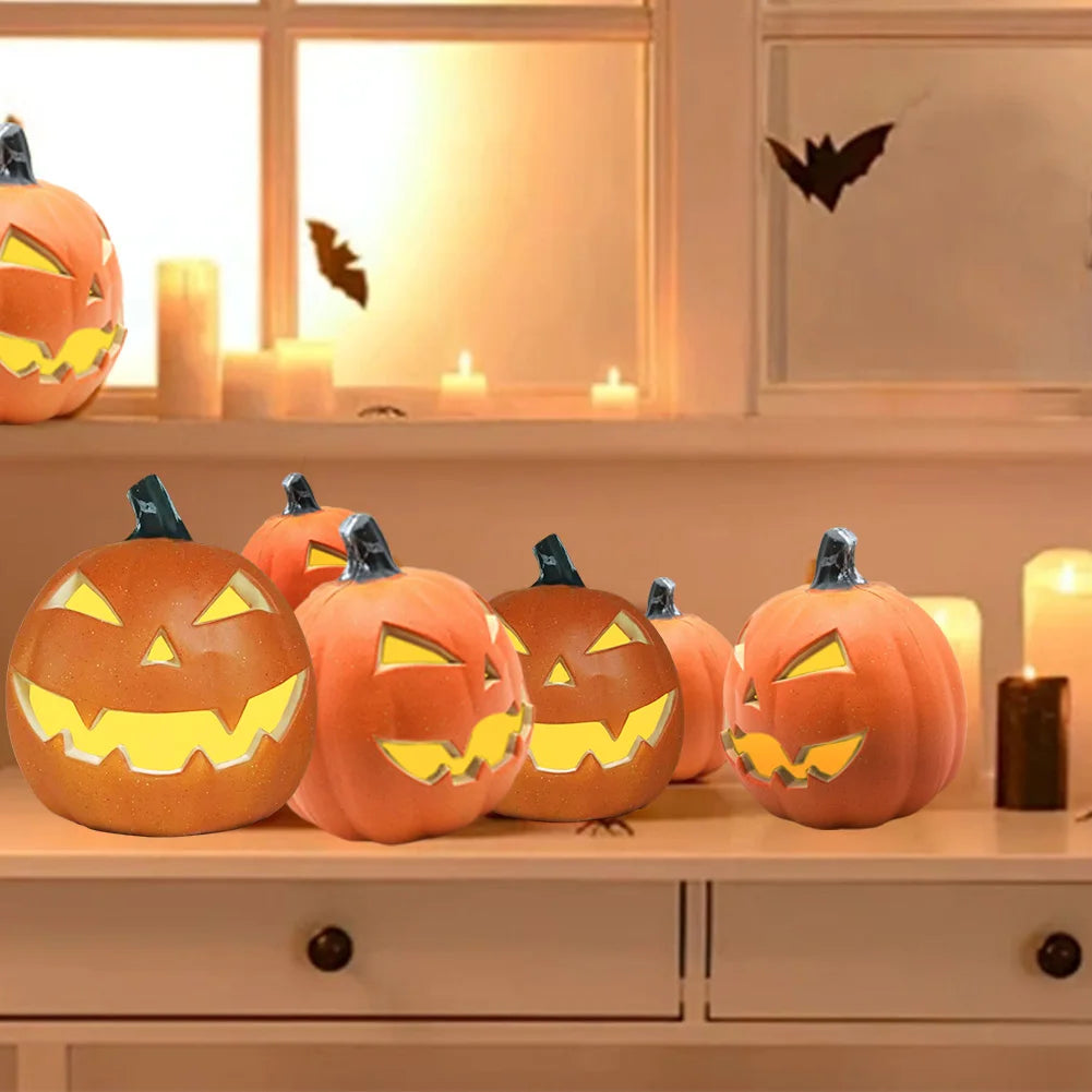 Creative Pumpkin Lantern Plastic Halloween LED Decor Pumpkin Lamp Flashing Ghost Festival Park Indoor/Outdoor Decorations