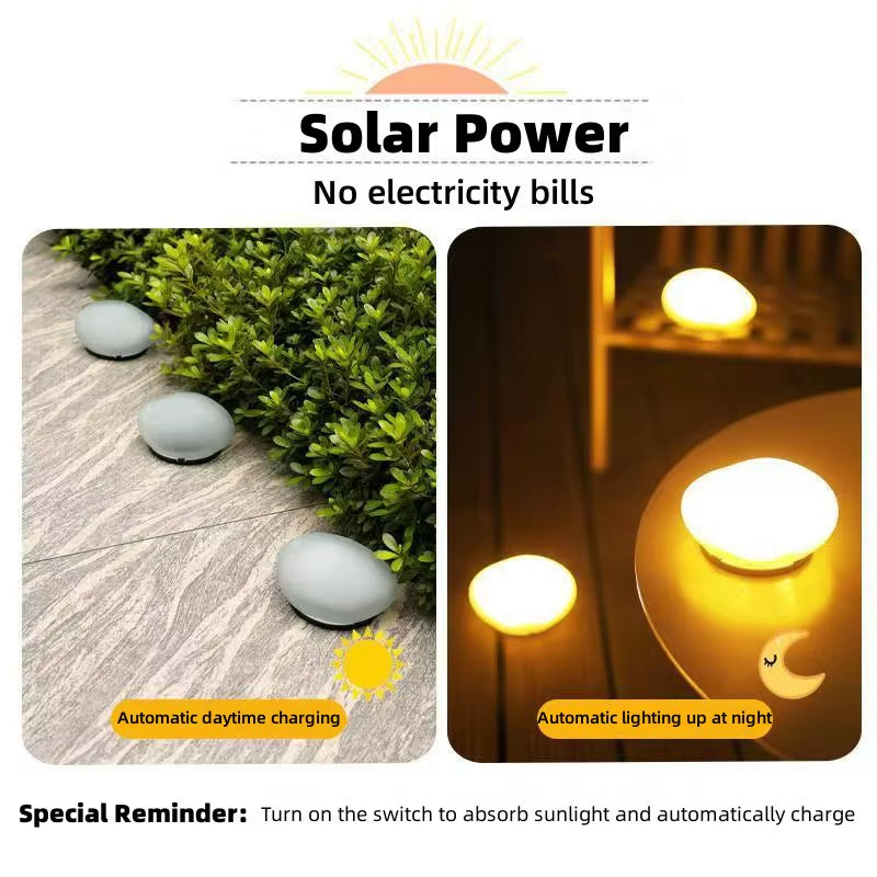 Solar Cobblestone Lights Outdoor IP65 Waterproof Glow Stone Shape Lamp Garden Landscape Night Lights for Lawn Patio Path Decor