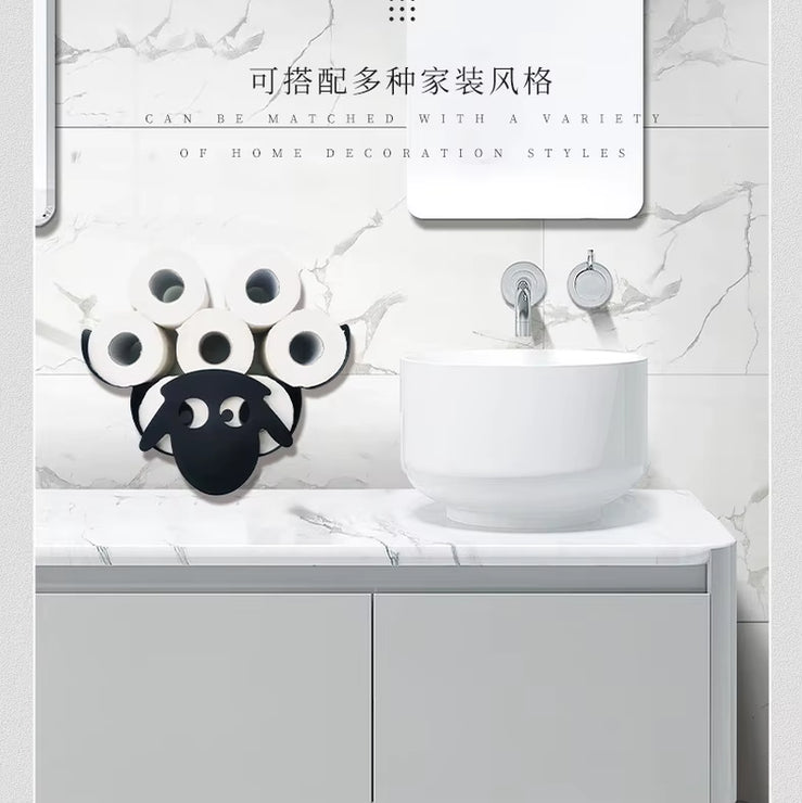 Steel Toilet Paper Holder Bathroom Wall Decoration Moun Kitchen Paper Shelf Storage Sheep Owl Towel Roll Shelf Home Accessories