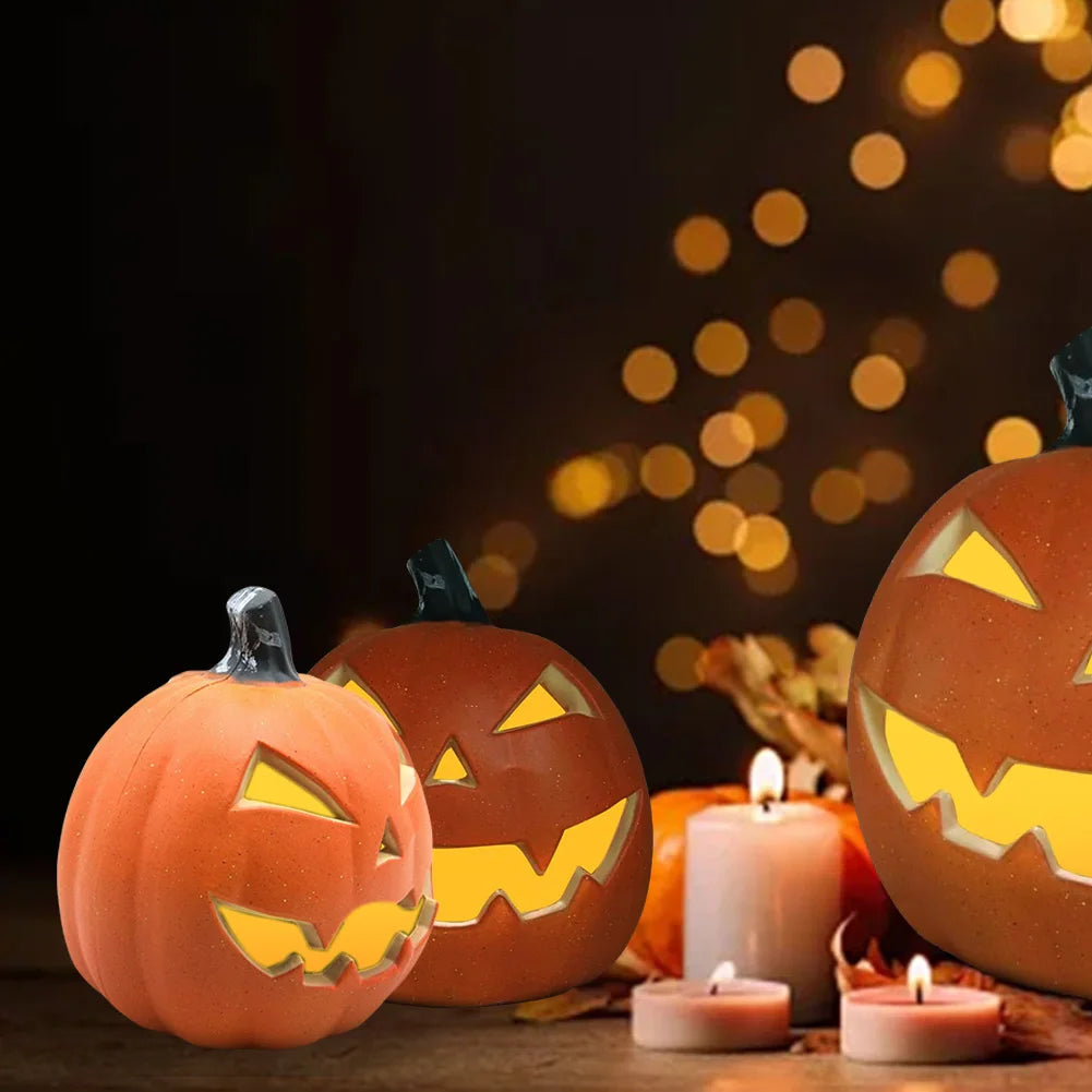 Creative Pumpkin Lantern Plastic Halloween LED Decor Pumpkin Lamp Flashing Ghost Festival Park Indoor/Outdoor Decorations