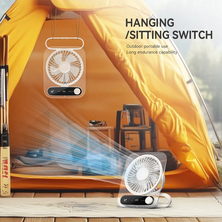 Handheld Mini Fan 3000Mah Foldable Portable Desk Outdoor Hanging 199 Speed USB Rechargeable Wall Mounted Fan with Display Screen