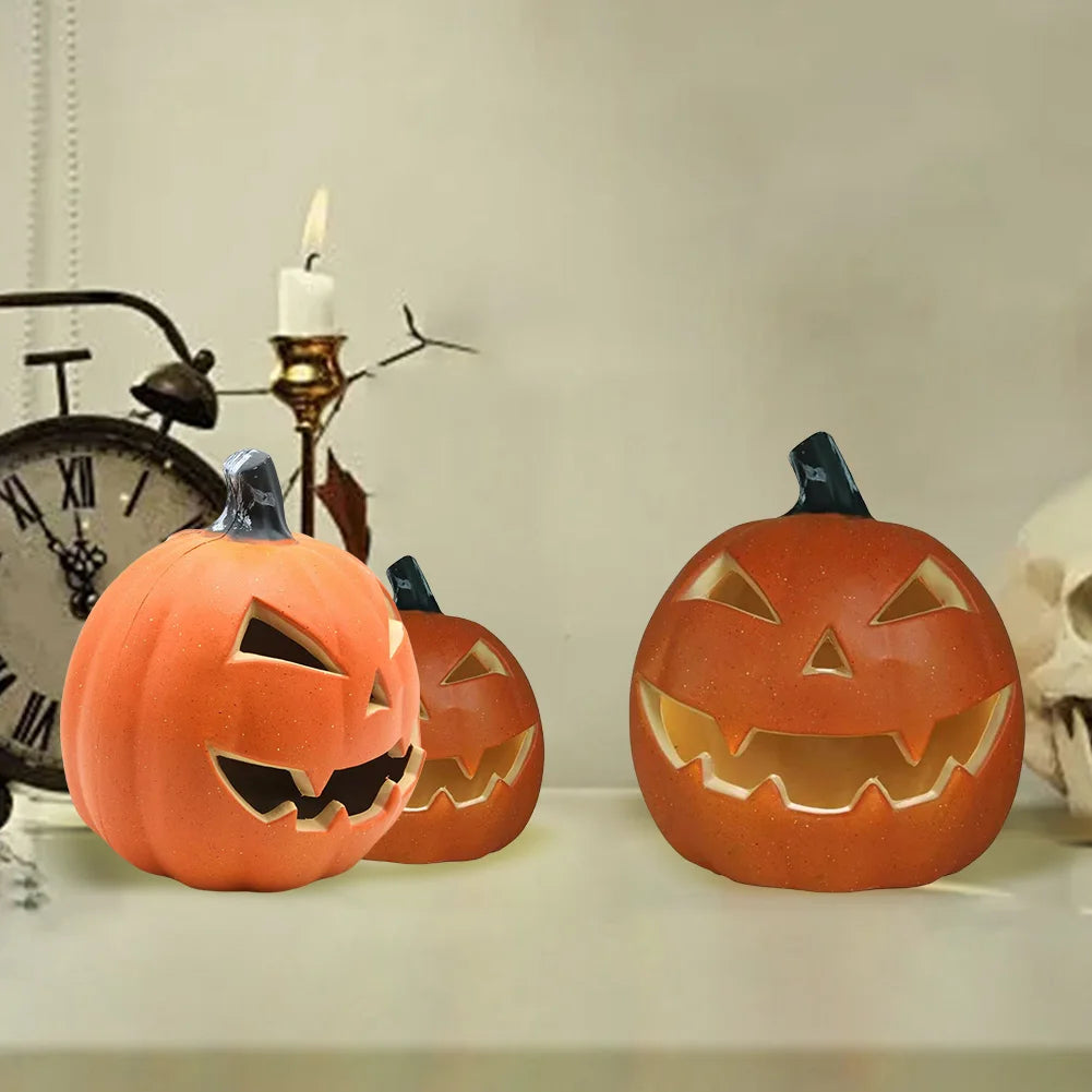Creative Pumpkin Lantern Plastic Halloween LED Decor Pumpkin Lamp Flashing Ghost Festival Park Indoor/Outdoor Decorations